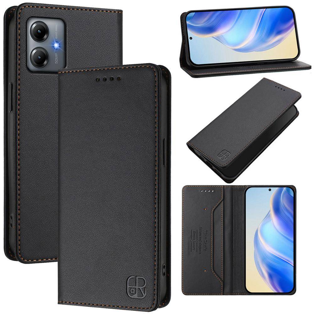 Lyxigt Skal För Motorola G54 Power 5G Magnetiskt Läder Flipbok Funda Moto G84 G64 G54 G34 G24 G04 G04S G13 G23 G53 G73 Fodral mörkgrön färg
