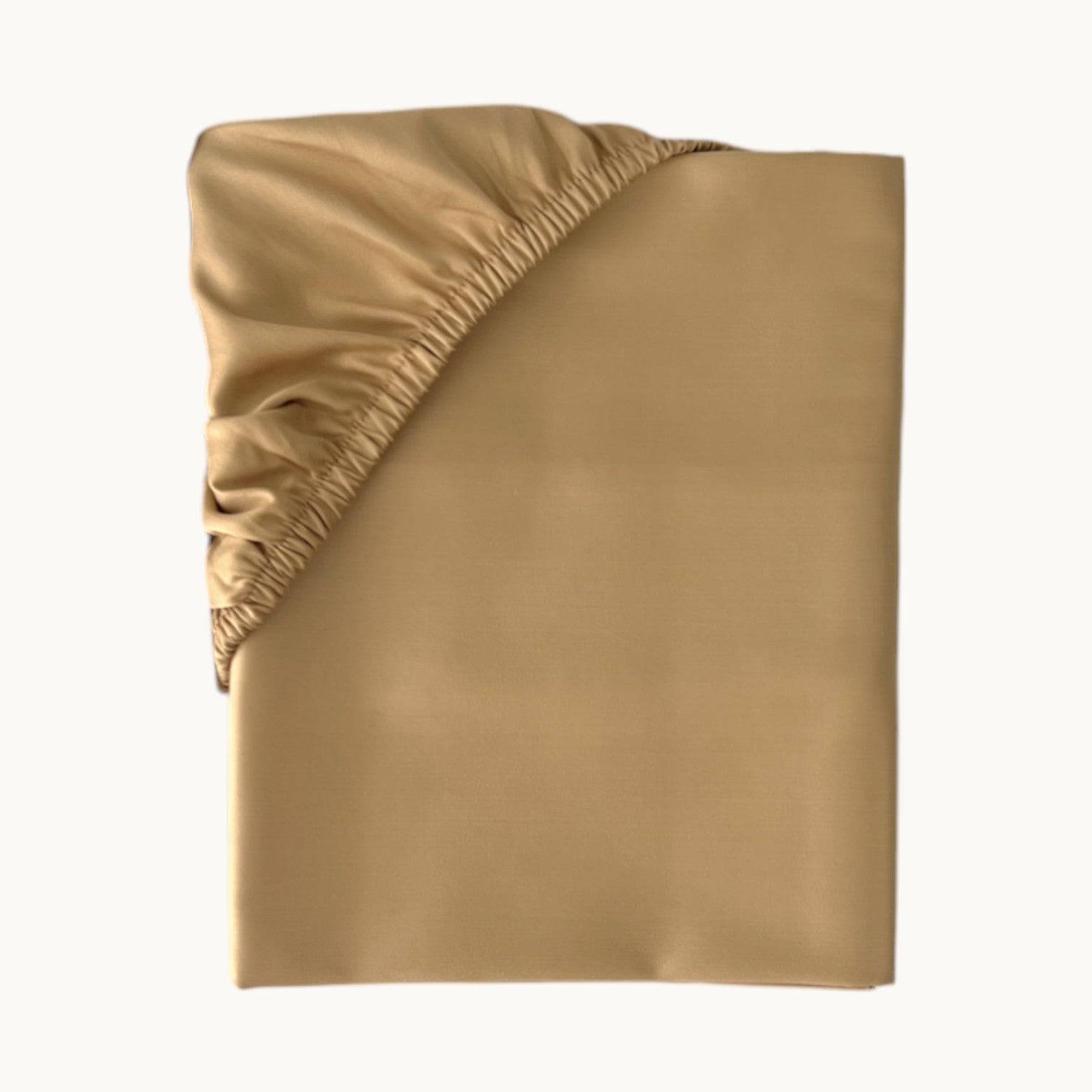 Charm Satin Spannbettlaken aus 100% ägyptischer Baumwolle (600TC) – Seidig glatt, atmungsaktiv & luxuriös - Miel / 160x200