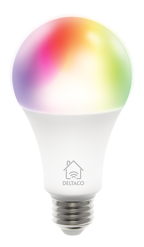DELTACO SMART HOME RGB LED-lampa, E27, WiFI, 9W, 16milj färger, vit