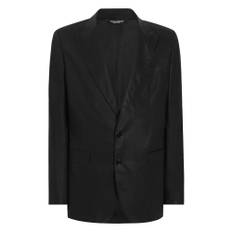 Dolce & Gabbana, Jacka, Herr, L, Bomull, Svarta Jackor med Peak Revers - black (L)