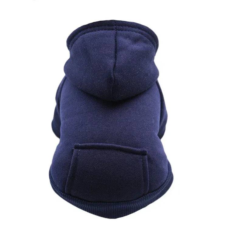 Dog Fleece Hoodie Coat | Warm Autumn Winter Sweatshirt Jacket for Small Dogs & Cats - Nary Blue / M (M)