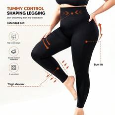 Women&#39;s Plus Size High Waisted Tummy Control Shaping Leggings Compression Body Shaper Tights For Women - Black - 0XL,1XL,2XL,3XL