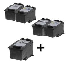 Rabatpakke - Canon PG-510 / CL-511 3 x sort 2 x farve. Kompatibel PG-510 45ml