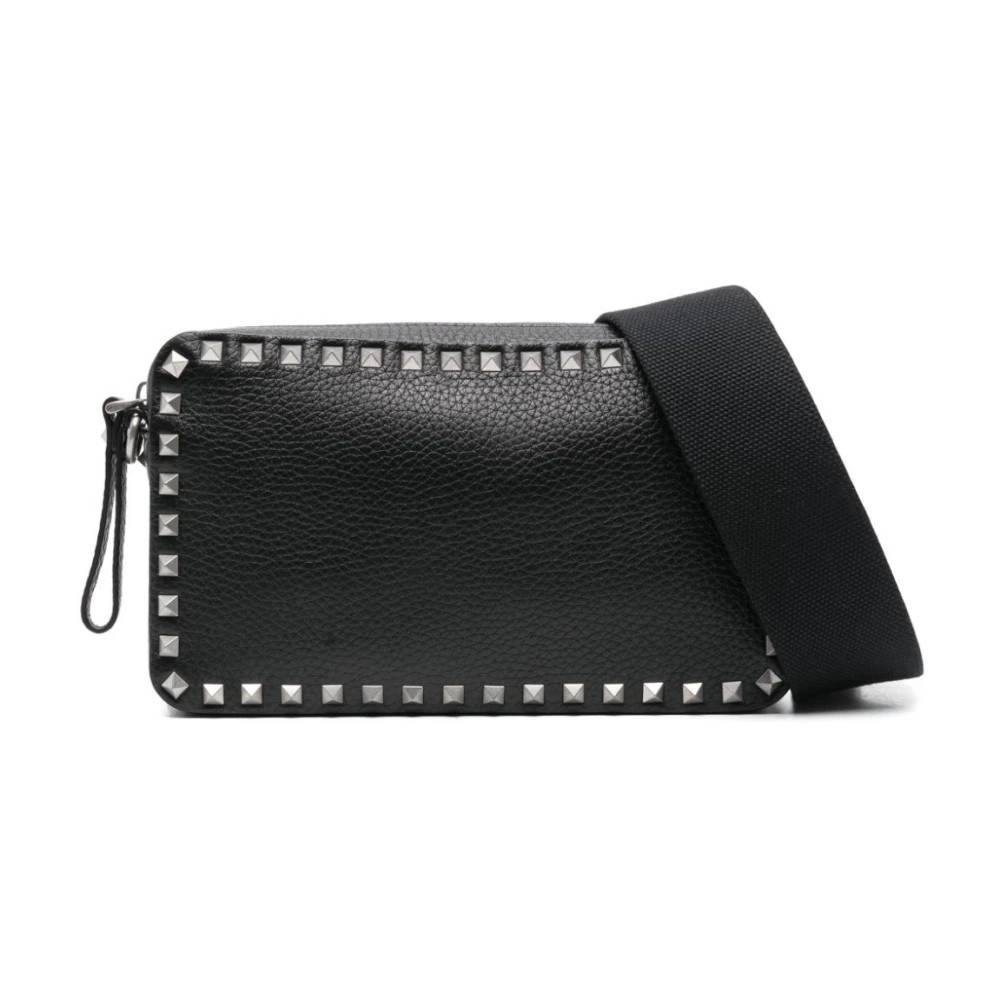 Valentino Garavani Sort Læder Skuldertaske - Tasker - Herre - Sort - ONE SIZE - Uld