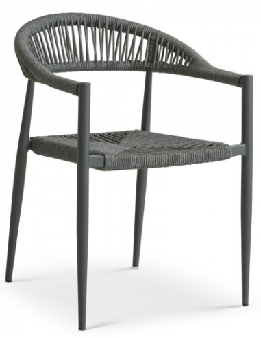 TRINI Sæt med 2 x havestole i aluminium og olefin H78 cm - Antracit/Antracit