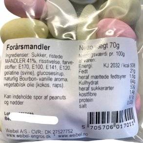 Chokolade Weibel forårsmandler i fladpose 80g