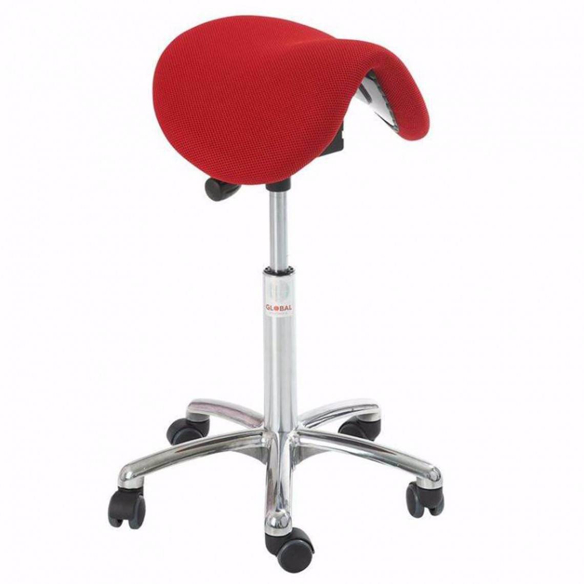 Sadelstol Dalton Alu50 uden ryglæn, stof, Farve Rød, Sæde Vinkelbar (Easy seat).