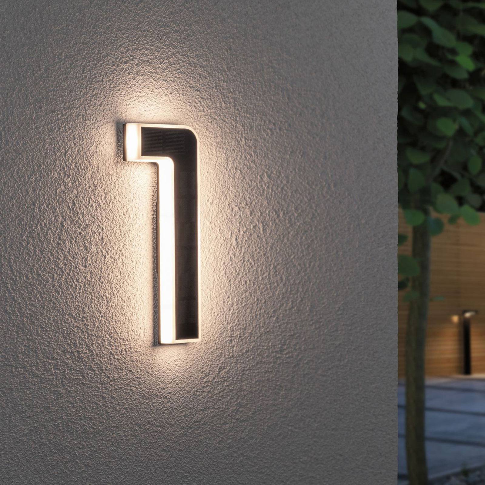 Paulmann LED-solcellshusnummer Solar-Hausnummer 1, Svart, Syntetmaterial, Modern, Vägglampa utomhus