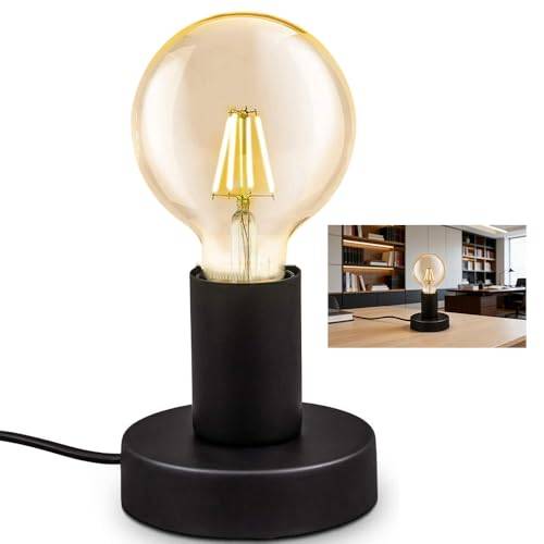 Chao Zan Bordslampa, E27-fattning, golvlampa med kontakt och strömbrytare, upp till max 60 W, dekorativ lampa, Edison-, retro- industriell design, för vardagsrum, sovrum och kontor, studio, café, bar