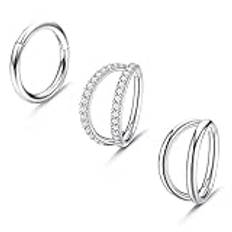 MILACOLATO 3 st 16 g rostfritt stål näsringar ring för kvinnor septum klicker näsringarCZ gångjärn segment septum läppnäsa ringar helix brosk daith tragus örhängen kroppspiercing smycken, Kubisk