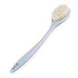 Badborste, Långt skaft Borste Dusch Ryggborstar Scrubber, Mjuk Spa Dusch Kroppsmassageborste med Natural Wheat Straw Handtag /184