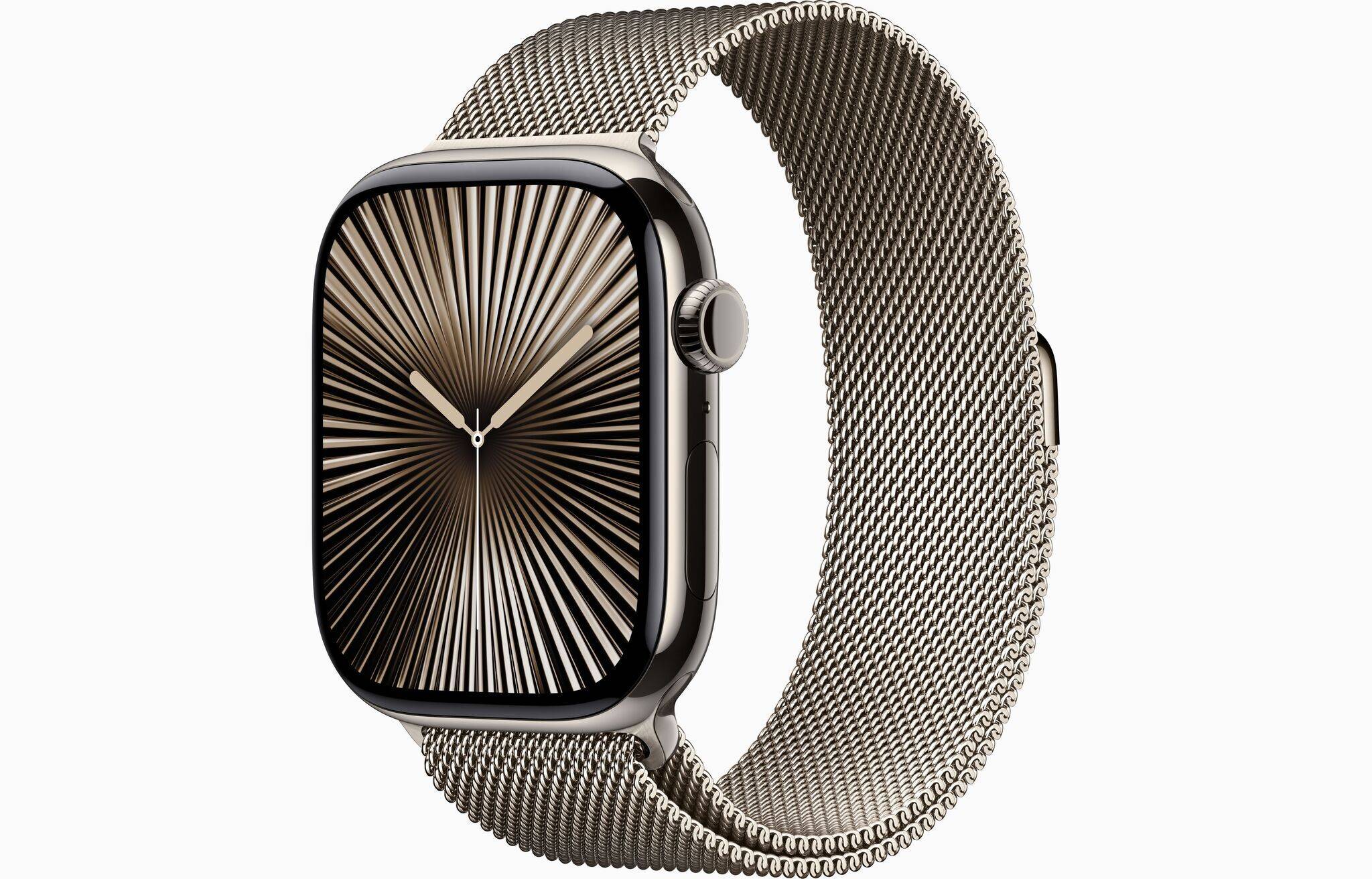 Apple Watch Series 10 Titanium 46 mm (2024) | GPS + Cellular | Natur | Milanesisk Rem M/L | Natur