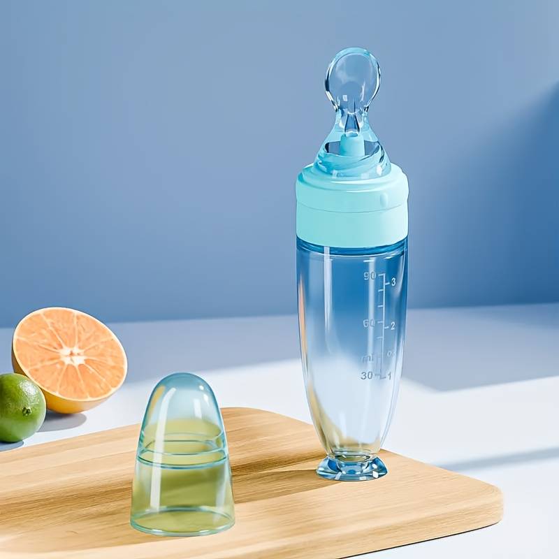 TEMU Baby Food Feeder, Silicone Feeding Bottle With Spoon And Suction, Food Processor, Food Rice Paste Spoon Tableware