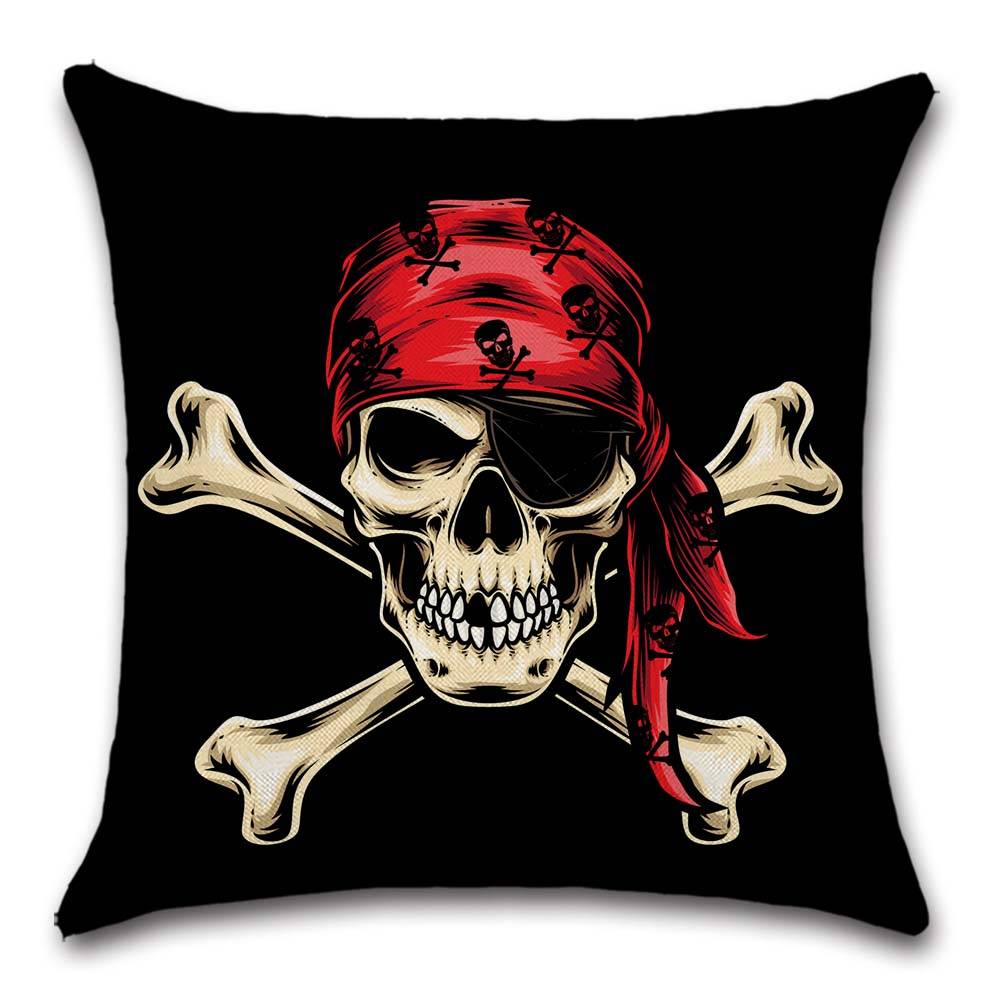 Piratskalle tryckt Kuddfodral dekorativt Hem soffa stol bilbarnstol vän barn pojkars sovrum present örngott