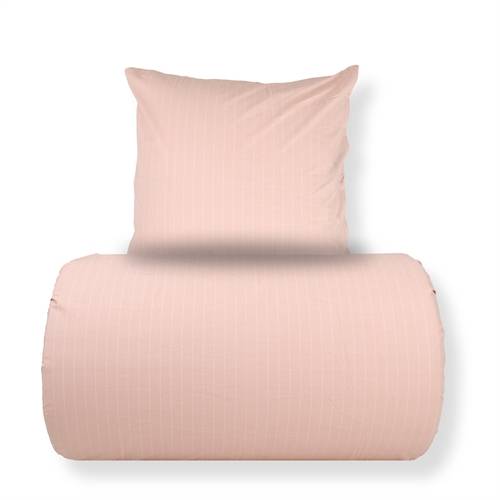 Dubbelt bäddset 240x220 cm - 100% bomull - Rosa med vita ränder