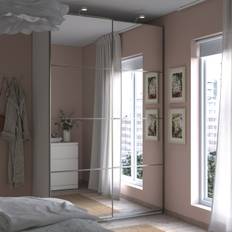 IKEA - PAX / AULI garderobe m skydedøre, hvid/spejl, 150x66x236 cm