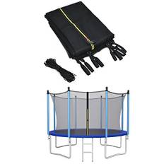 COSTWAY Ø244 /305/366 /427/457 /487cm Trampolin Sicherheitsnetz für Gartentrampoline, Ersatznetz innenliegend mit Reißverschluss und Schnallen, für 6/8 Stangen, Netzhöhe 180 cm (Ø366cm)