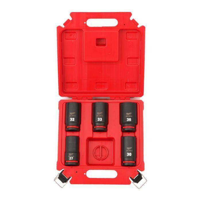 Milwaukee 4932498750 Topnøglesæt - 3/4" Dybde, 27/30/32/33/36mm - 5 Dele