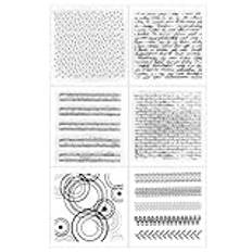 Silikonstämpel bakgrund set 6 ark klar stämpel musik prickar tegel pilar cirkel teckensnitt bakgrund stämpelset för gör-det-själv bullet journal scrapbooking fotoalbum