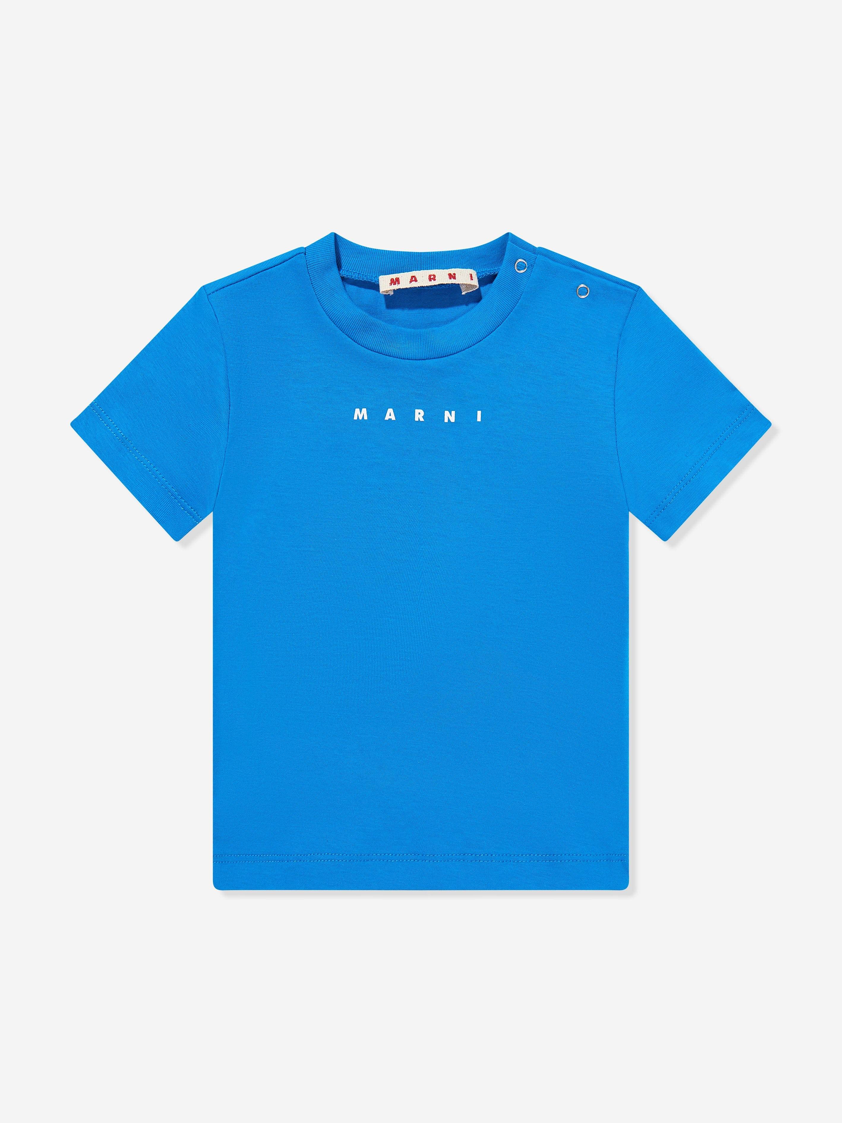 MARNI Baby Cotton Logo T-Shirt in Blue - Blue / 24 - 36 Mths (24 - 36 Mths)