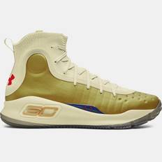 Men's Under Armour Curry 4 Retro Basketball Shoes Lemon Ice / Metallic Gold / Red 47