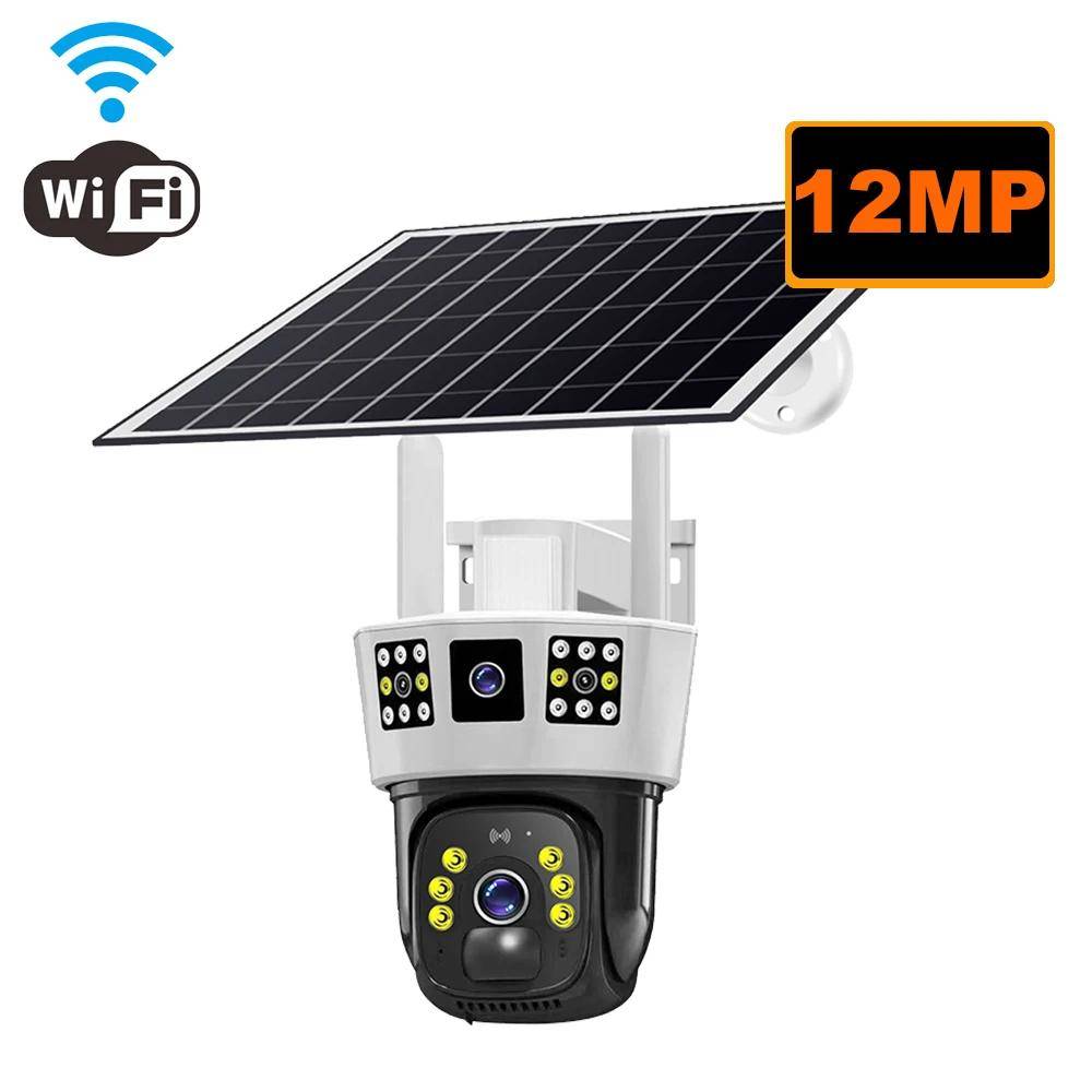 Ny 12MP Solcellskamera 4G SIM-kort Utomhus WiFi IP Trådlös PIR Mänsklig Detektion HD Färg Mörkerseende Övervakningsmonitor CCTV Övervakningskameror WiFi Cam