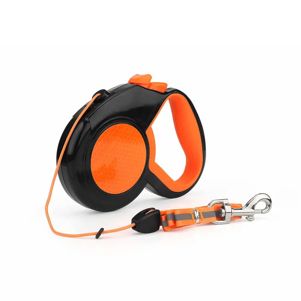 Reflective Retractable Dog Lead — 3m, 5m & 8m - Orange / M 5 Meter (M 5 Meter)