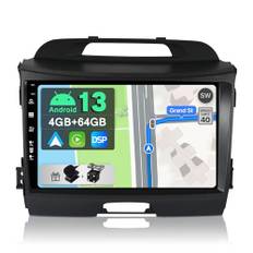 YUNTX Android 14 2 Din bilstereo passar Kia Sportage (2010-2015)-4G+64G- Stödja CarPlay/Android auto/DSP/GPS-8 Core-Gratis 4-LED Camera - DAB/Ratt kontroll/MirrorLink/360 Camera
