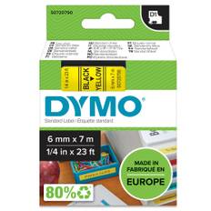 5 st DYMO® Standard D1 tape, 6 mm, sort på gul
