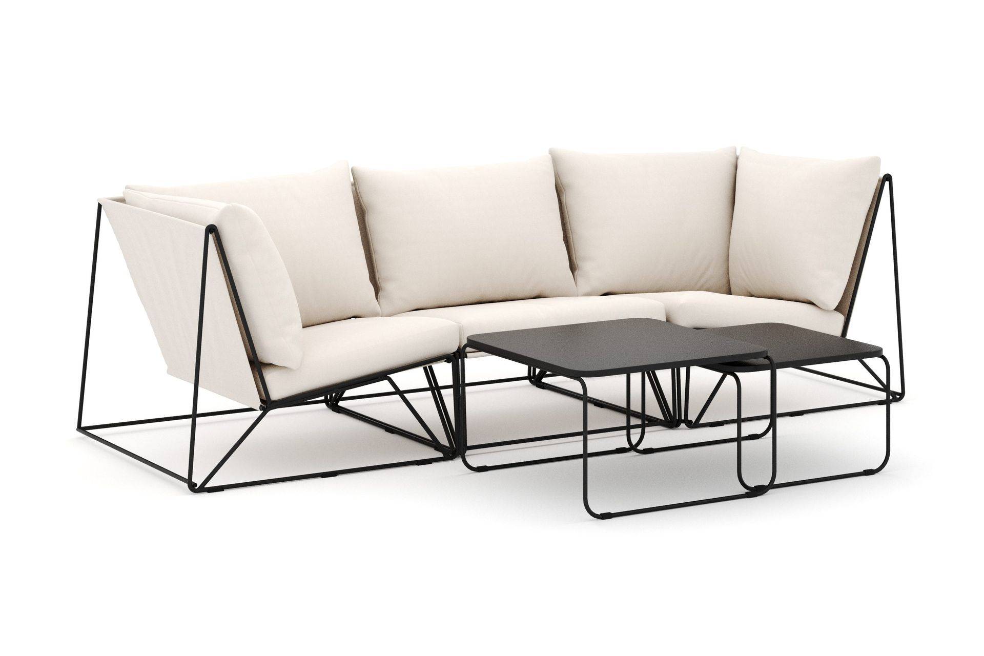 Comfort Garden Usteryd utomhus rak 3-sits soffa - Svart/Beige Loungesoffa