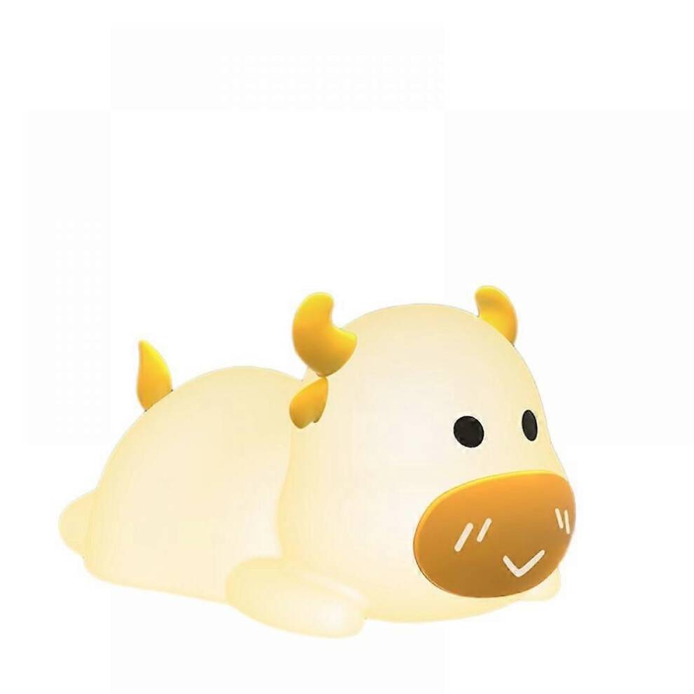 Silikon Silly Cow Flapping Lamp, USB-laddning, Cute Cow, 7-färgs Touch Night Light (gul)
