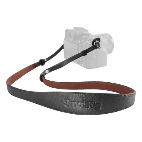 SMALLRIG Universal Leather Camera Shoulder Strap for DSLR Camera - 5208 | Adjustable 100 to 110cm (39 to 43in), Max Load 10kg (22lb), Ergonomic Shoulder Support for Travel/Vlogging (Black)