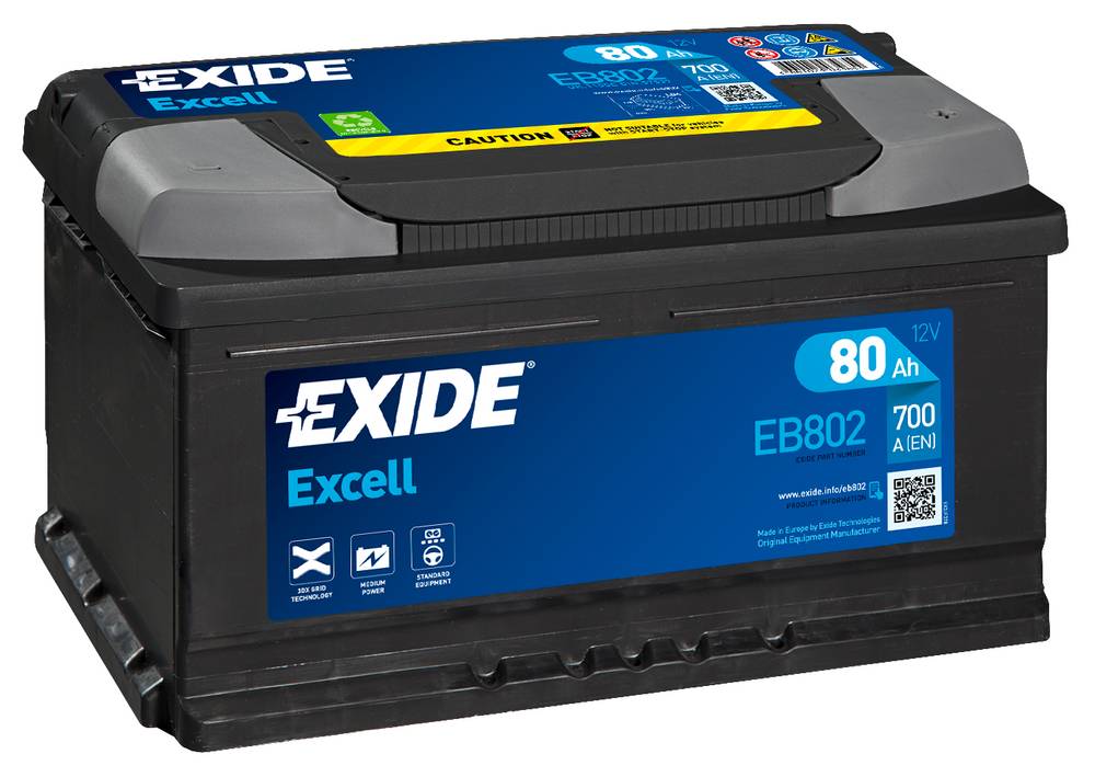 Exide Excell EB802 80 Ah Volvo - Ford - Vw - Toyota - Bmw - Opel - Saab - Mercedes