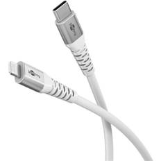 Goobay Lightning-USB-C™ supersoft textilkabel med metallkontakter, 0,5 m, vit MFi-certifierad, elegant och extra robust laddnings- och synkroniseringskabel för Apple iPhone/iPad (vit)