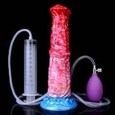 Peadxuno Giant Monster Dildo Squirting Horse Uppblåsbar Dildo, Butt Plug Anal Toys Butt Expand Trainer för Kvinnor Män Par Analträning(26cm Dildo+Sprutan+Uppblåsbar krockkudde)