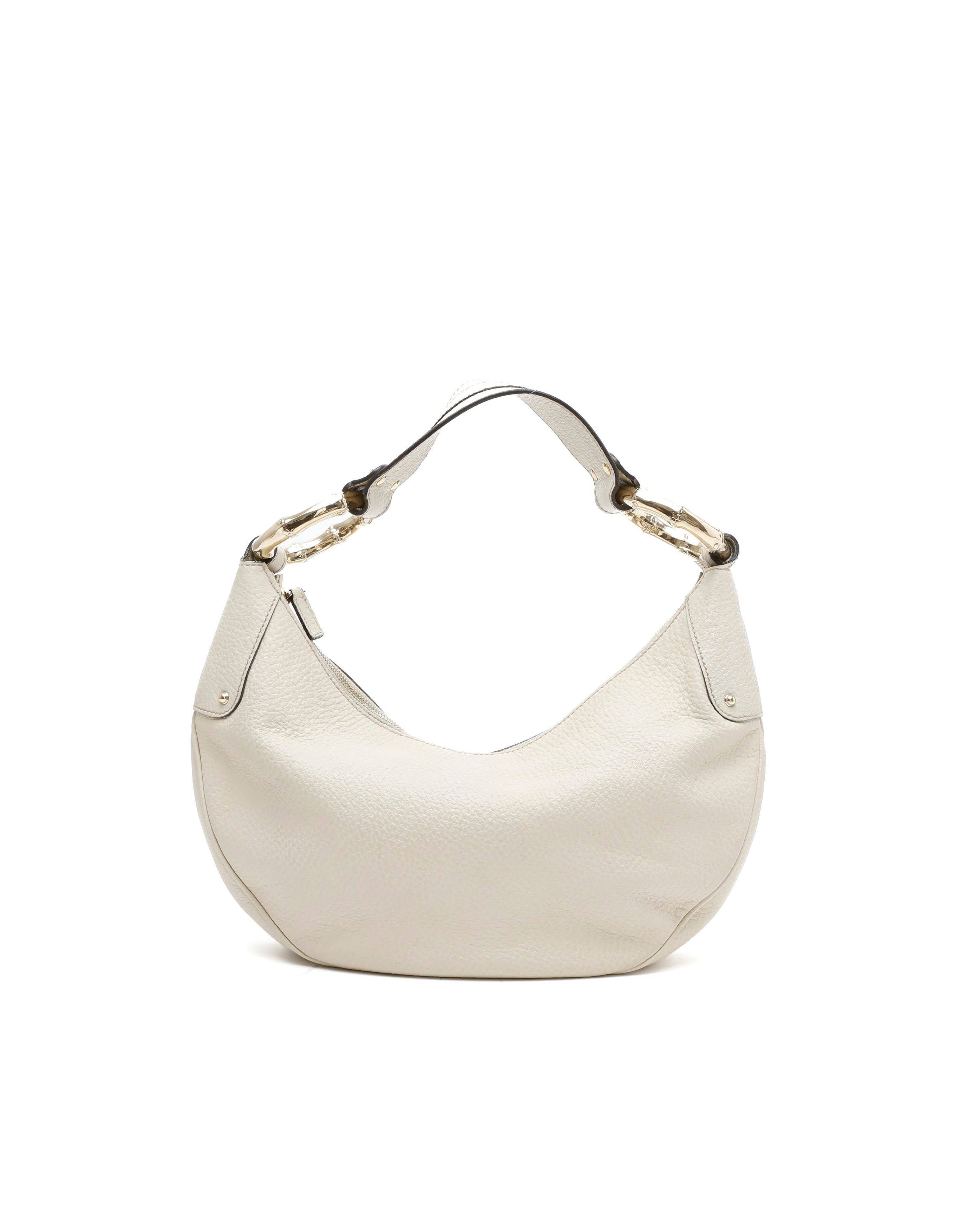 Gucci Bamboo Ring Half Moon Hobo Bag - White (One Size)