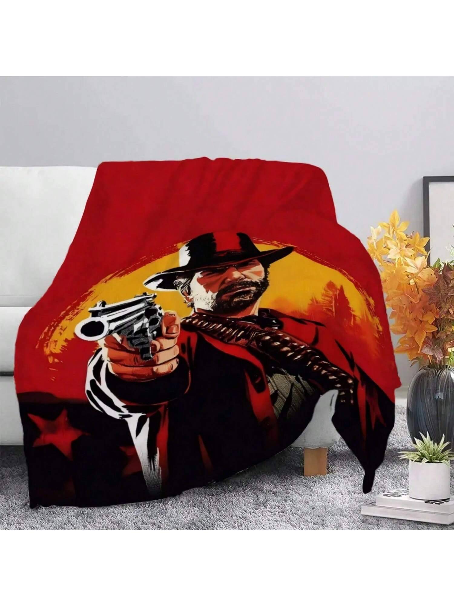 S Red Dead Redemption 2 Tryckt Filt Picknickfiltar Varm Filt Mjuk Och Bekväm Filt Hem Resa Födelsedagspresent grå färg