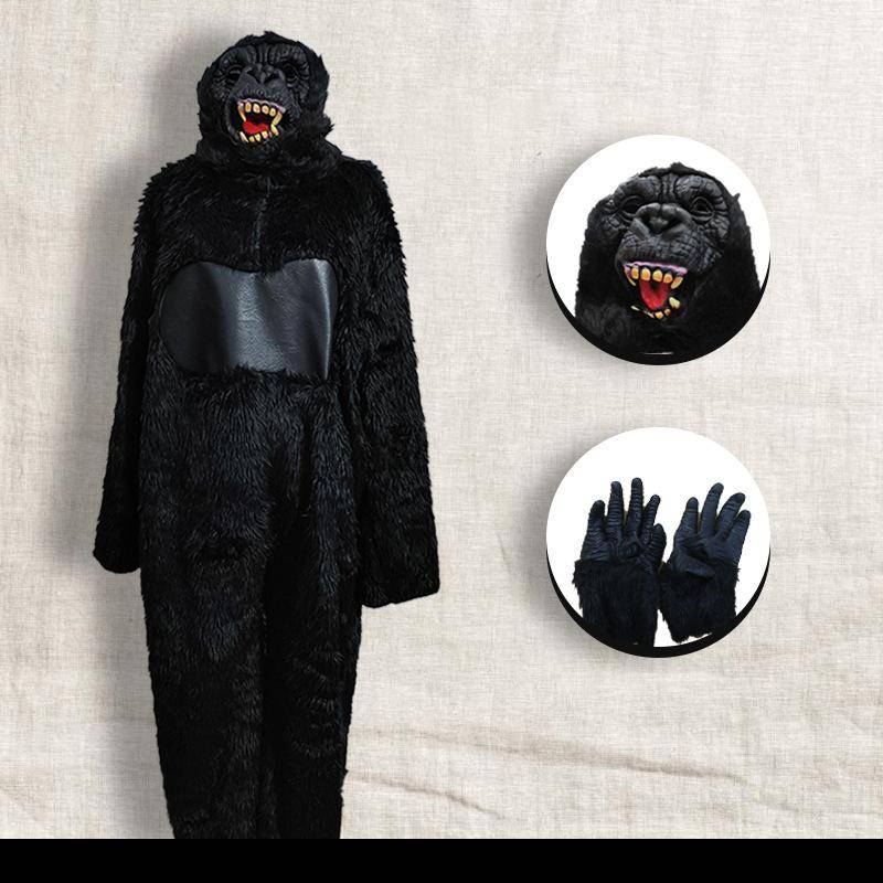 Halloween gorillakostym schimpans djur onesie cosplaykostym barn vuxenkostym cm white