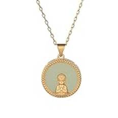 Guld Buddha hänge Hetian jade halsband män och kvinnor 17 x 25 mm