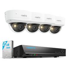 Reolink 5MP PoE Überwachungskamera Aussen Set mit 4 Vandalensicheren Außenkameras, 2,8mm Objektiv, Farb-Nachtsicht, Personen-/Fahrzeug-/Tiererkennung, IP67, 8-Kanal NVR mit 2TB HDD, RLK8-500V4