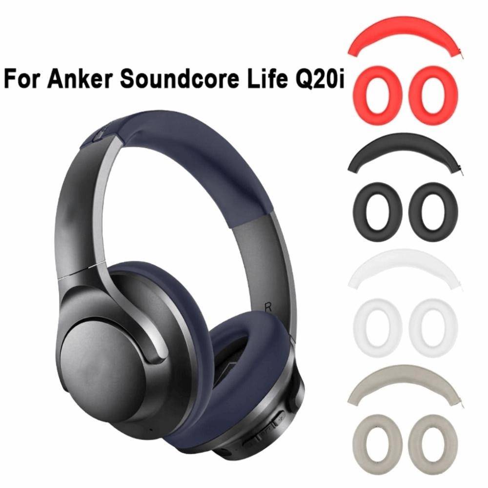 Ersättningsöronkuddar Kuddöverdrag Silikonpannband för Anker Soundcore Life Q20i svart