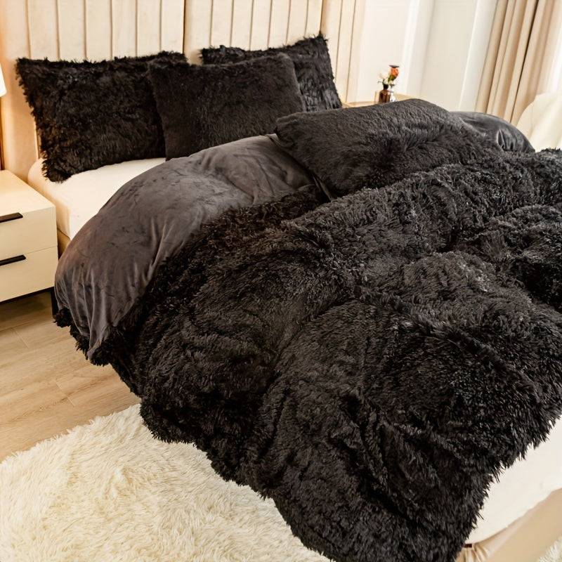 ZipSoft - Lyxig Pläd Bäddset för Alla Säsonger - Svart / 220CM x 240CM