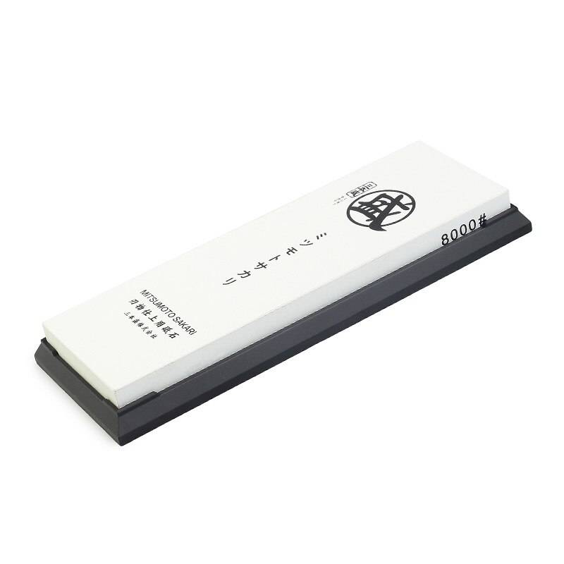 Mitsumoto sakari 1000 3000 8000 10000 grit japansk dubbelsidig slipsten för knivar med halkfritt gummi och träbas - Samll 8000