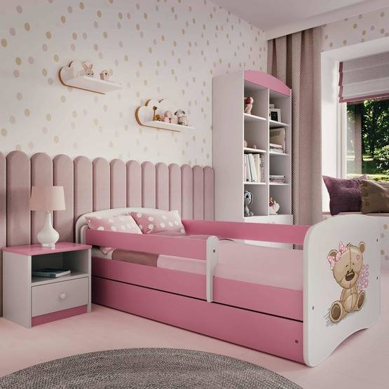 Kocot Kids Barnsäng - Babydreams Rosa - Bear With Flowers 140x70 Cm