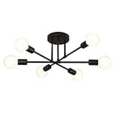 Sputnik Living Room Bedroom Decorative Chandelier Ceiling Lights Mid-Century Industrial 6-Head Iron Branching Ceiling Lamp Fixture E26 Semi Flush Mount Ceiling Pendant Light for Li