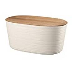 Guzzini - Tierra, brödbehållare i återvunnen plast med skärlock i bambu - Mjölkvit, 39,2 x 23,2 x h19cm, 10 lt - 179600156