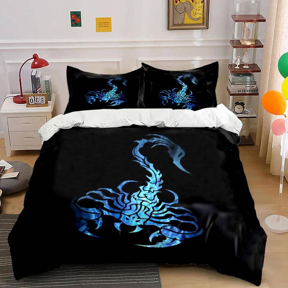 Blue Scorpion Art Set Multiple sizes kid's and adults' bedroom Exquisite 3PC bedding set gift