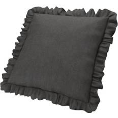 Cushion cover with ruffles, Espresso, Linen - Bemz