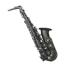 Saxofon Eb Altsaxofon Matt Svart Nickelpläterad Snidad Yta E Platt Instrument Sax Med Fodral Nybörjare Musikälskare