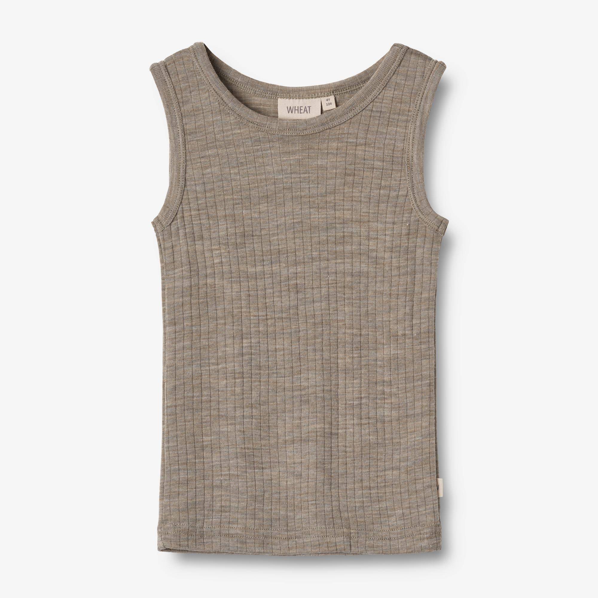 WHEAT® - Uld Undertrøje Iggy - khaki melange - Str 98.